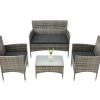  Polyrattan Gartenmöbel-Set Fort Myers grau-meliert mit Tisch, Sofa, 2 Stühle & Auflagen