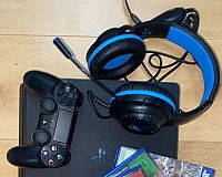 Playstation PS 4 Slim 1 TB + 2 Spiele, Controller+Headset+BluRay